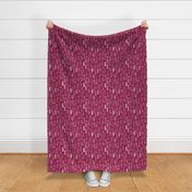 Soft fall winter garden leaf and flowers scandinavian style illustration print maroon cherry