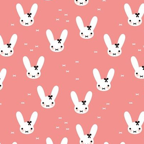 Super cute baby bunny sweet bow rabbit illustration print for kids pink fall