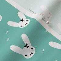 Super cute baby bunny sweet bow rabbit illustration print for kids mint fall