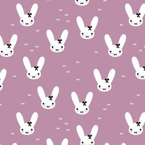 Super cute baby bunny sweet bow rabbit illustration print for kids lilac fall