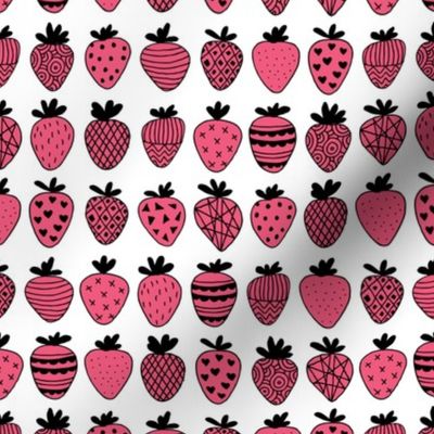 Farmers market summer strawberry fruit hearts print hot pink 