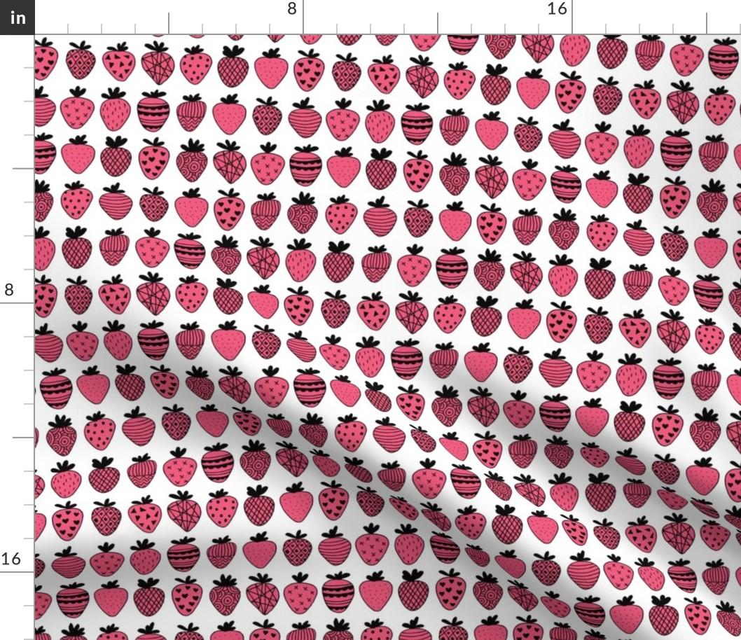 Farmers market summer strawberry fruit hearts print hot pink 