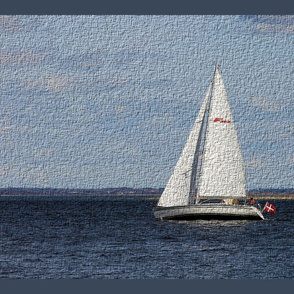 sailboat panel, tea towel