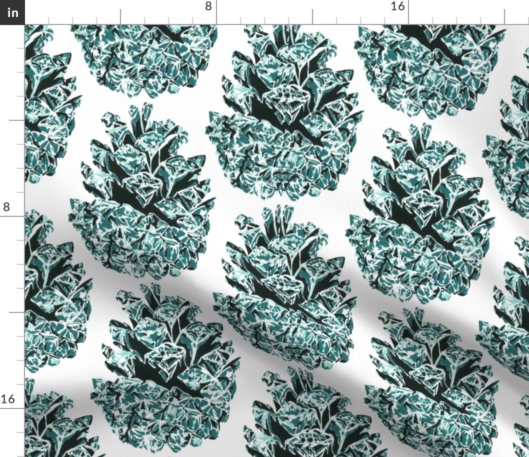 screen print pine cone teal