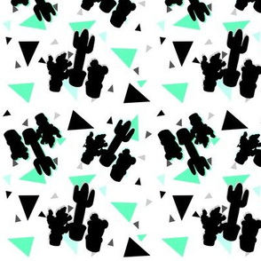 Minty Cacti Silhouette & Triangles