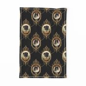 neoclassical victorian baroque rococo dogs cats mastiff bullmastiff swags medallions frames gold black collars frill filigree  shabby chic romantic festoon