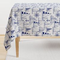 Large Scale / Sailboats / Dark Blue on White Background