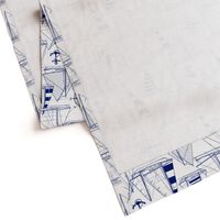 Large Scale / Sailboats / Dark Blue on White Background