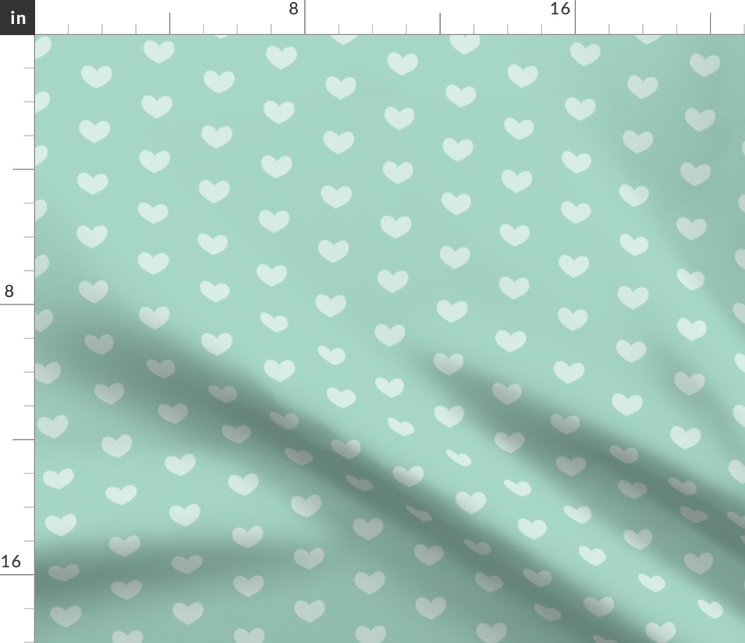 teal heart on mint