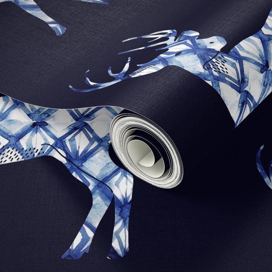 Shibori Deer in Navy