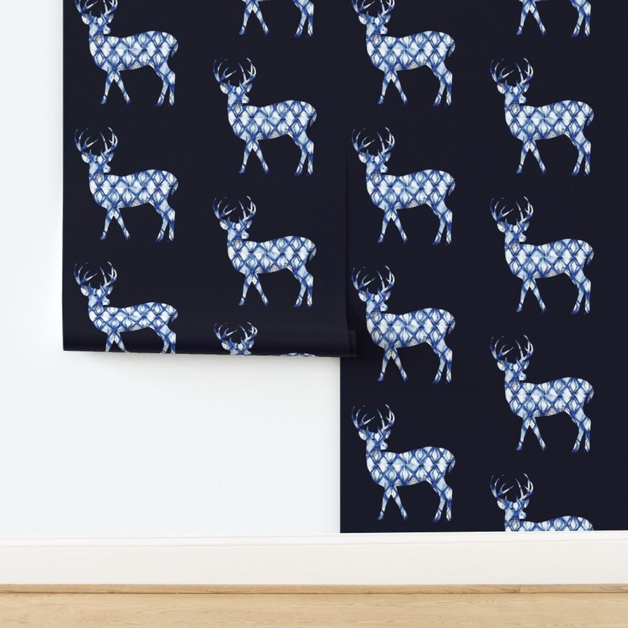 Shibori Deer in Navy