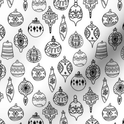 ornaments // black and white ornaments holiday christmas tree ornaments black and white hand-drawn illustration