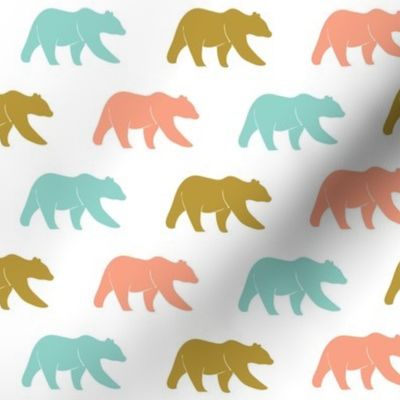 multi bear (small scale) || coral,teal,gold