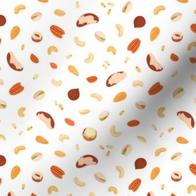  Various healthy nuts pattern on white background