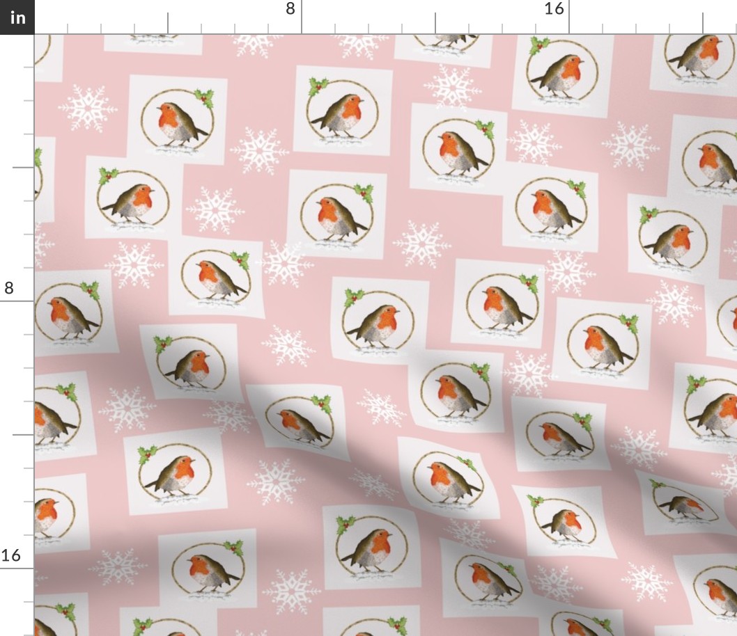 Robin Snowflake pink stamps