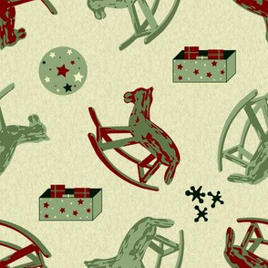 Vintage Christmas Rocking Horses Playing Jacks Commonthread