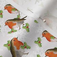 Robin, Holly & snowflakes