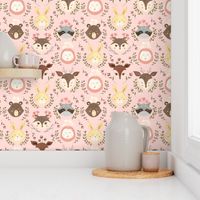 Woodland Faces/ Racoon Fox Bunny Deer/ Nursery woodland animals