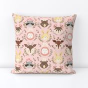 Woodland Faces/ Racoon Fox Bunny Deer/ Nursery woodland animals