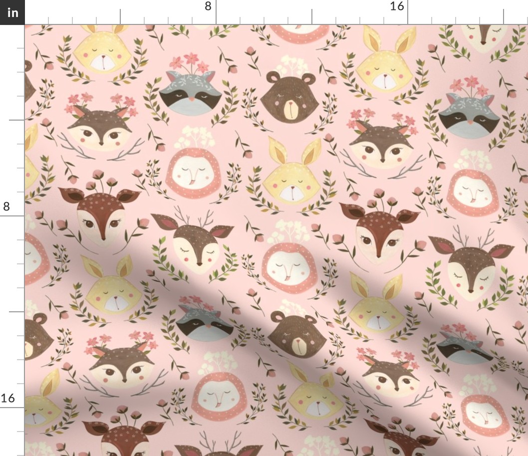 Woodland Faces/ Racoon Fox Bunny Deer/ Nursery woodland animals