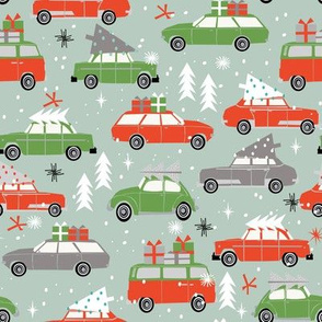 vintage christmas cars holiday xmas christmas fabric tree on car