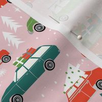 vintage christmas cars holiday xmas christmas fabric tree on car