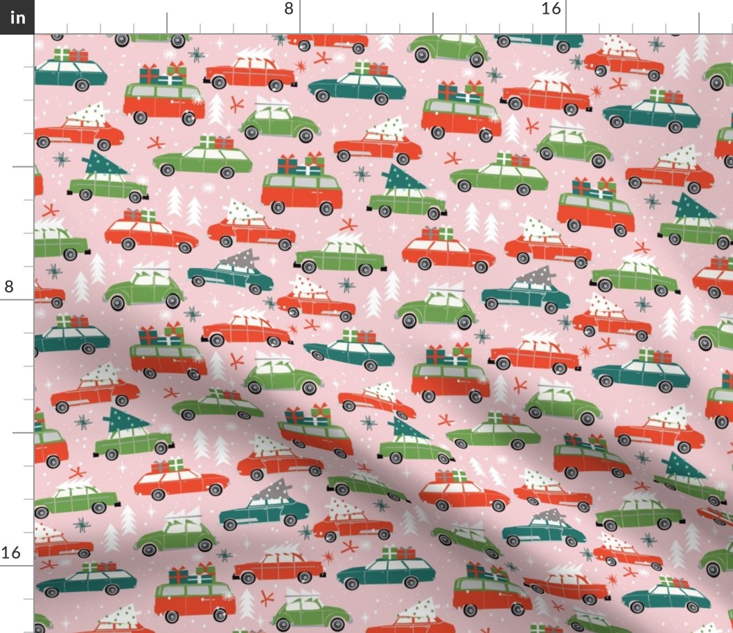 vintage christmas cars holiday xmas christmas fabric tree on car