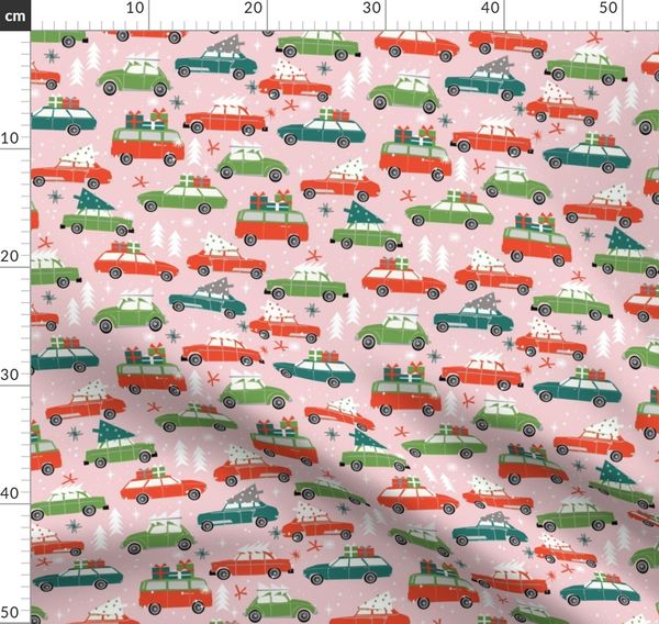 vintage christmas cars holiday xmas | Spoonflower