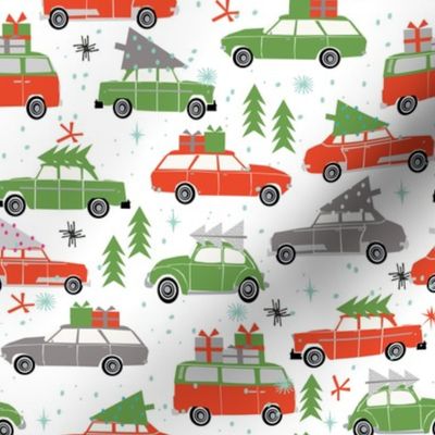 vintage christmas cars holiday xmas christmas fabric tree on car