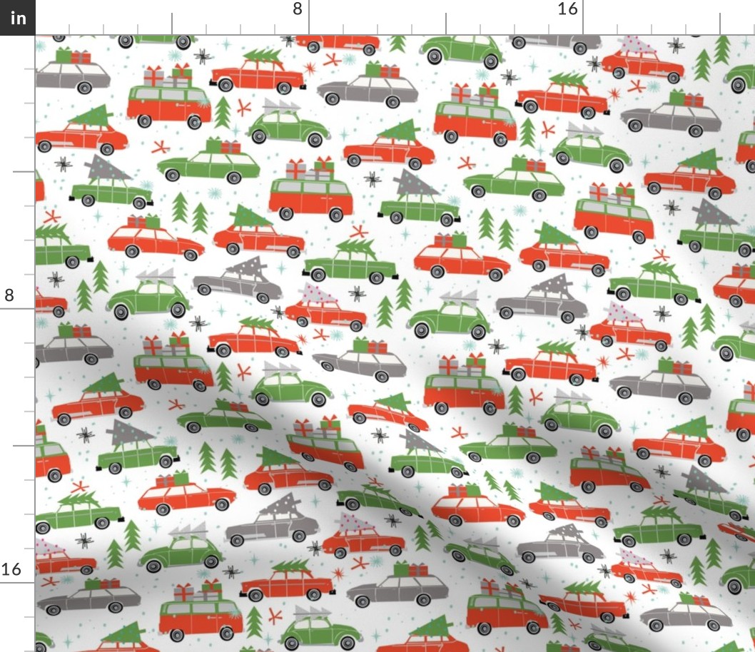 vintage christmas cars holiday xmas christmas fabric tree on car