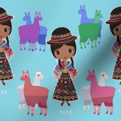 Fiorellas Rainbow Llamas-Blue