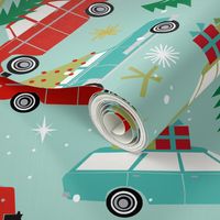 vintage christmas cars holiday xmas christmas fabric tree on car