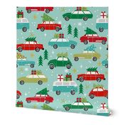 vintage christmas cars holiday xmas christmas fabric tree on car