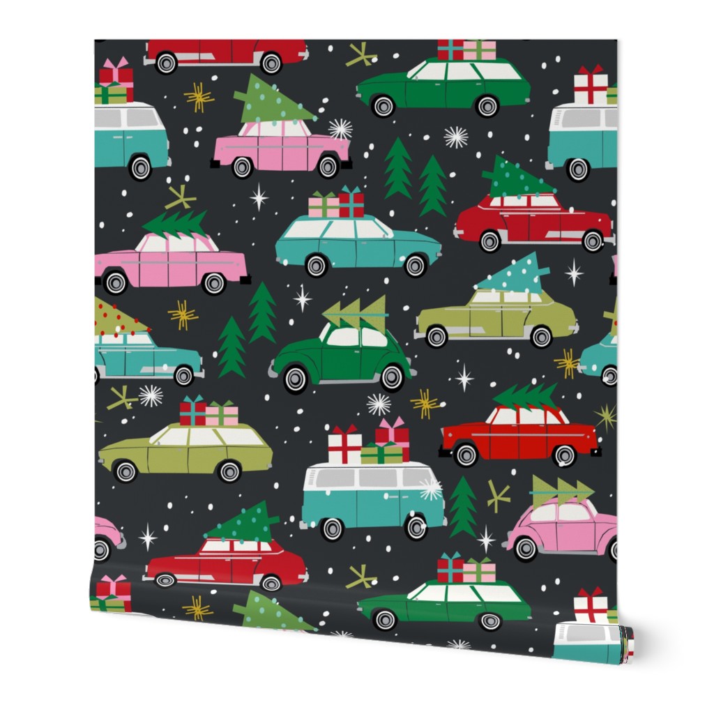 vintage christmas cars holiday xmas christmas fabric tree on car