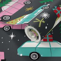 vintage christmas cars holiday xmas christmas fabric tree on car