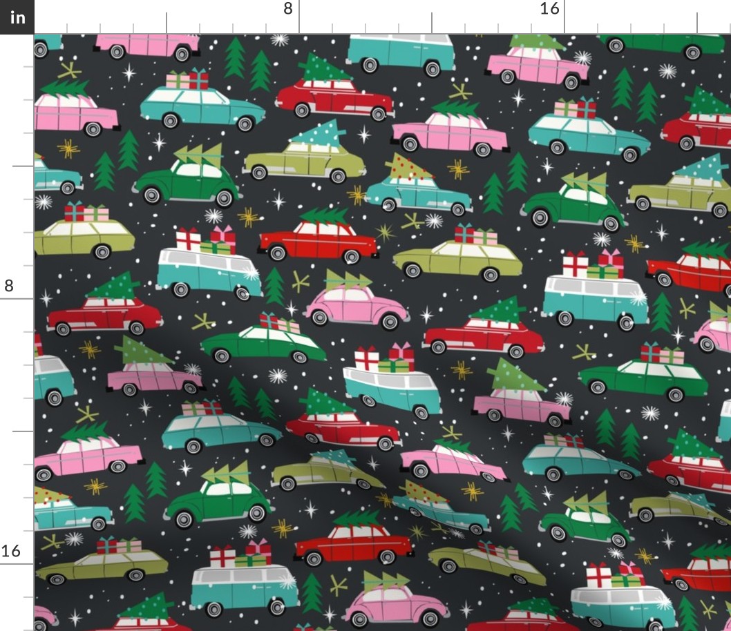 vintage christmas cars holiday xmas christmas fabric tree on car