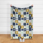 the happy camper wholecloth V2 (90) || navy,mint,mustard