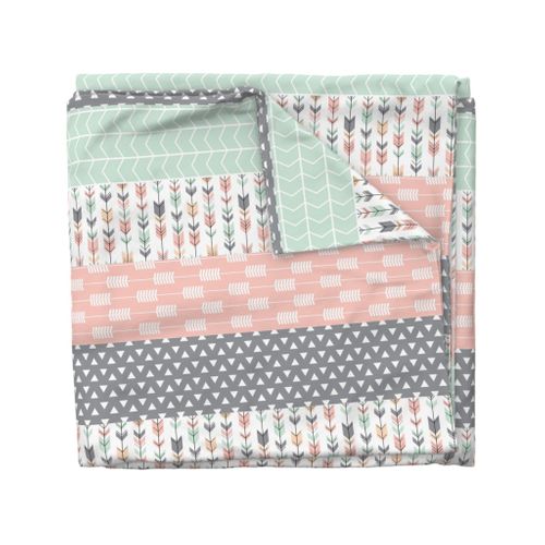 Pink/Grey/Mint Wholecloth Quilt top