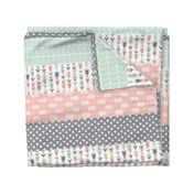 Pink/Grey/Mint Wholecloth Quilt top