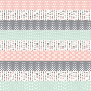 Pink/Grey/Mint Wholecloth Quilt top