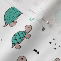 Cute baby turtle pura vida animals collection turtles  tortoise  illustration for kids blue white