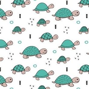 Cute baby turtle pura vida animals collection turtles  tortoise  illustration for kids blue white