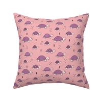 Cute baby turtle pura vida animals collection turtles  tortoise  illustration for kids pink