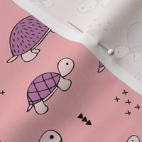 Cute baby turtle pura vida animals collection turtles  tortoise  illustration for kids pink