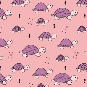 Cute baby turtle pura vida animals collection turtles  tortoise  illustration for kids pink