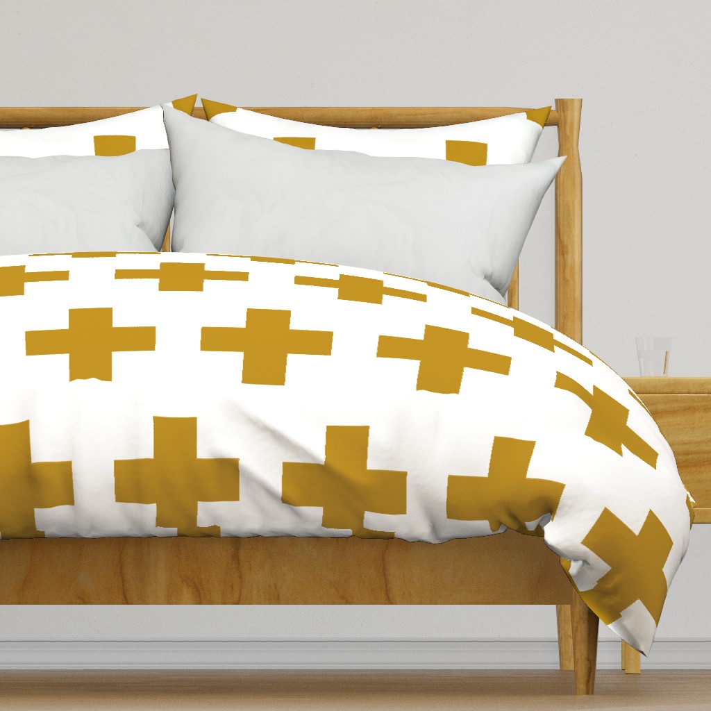 Cheater Quilt in Mustard White Plus