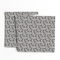 Skulls and Bones Halloween Black & White on Grey Tiny Small 0,75 inch