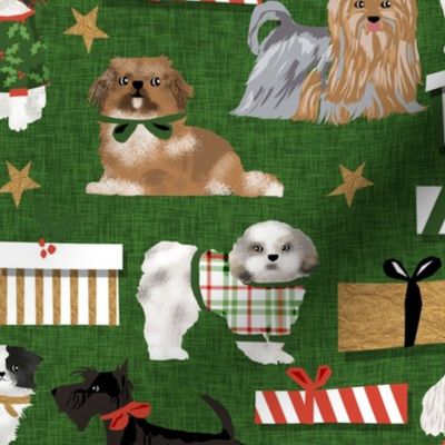 dogs christmas bichon frise pekingese dachshund doxie chihuahua maltese poodle scottish terrier japanese chin dog papillon yorkshire terrier dog christmas vintage