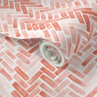 coral watercolor herringbone