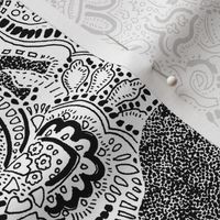 Elephant Paisley - Medium - white and black